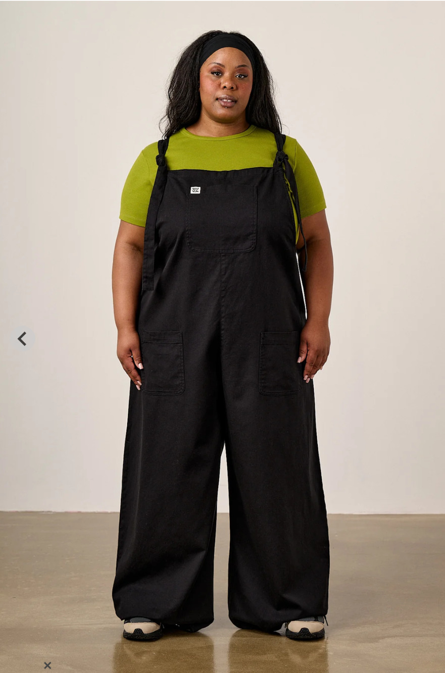 Lucy And Yak Organic Cotton Arlo Dungaree Overalls Wide Leg Black 24 Tall New